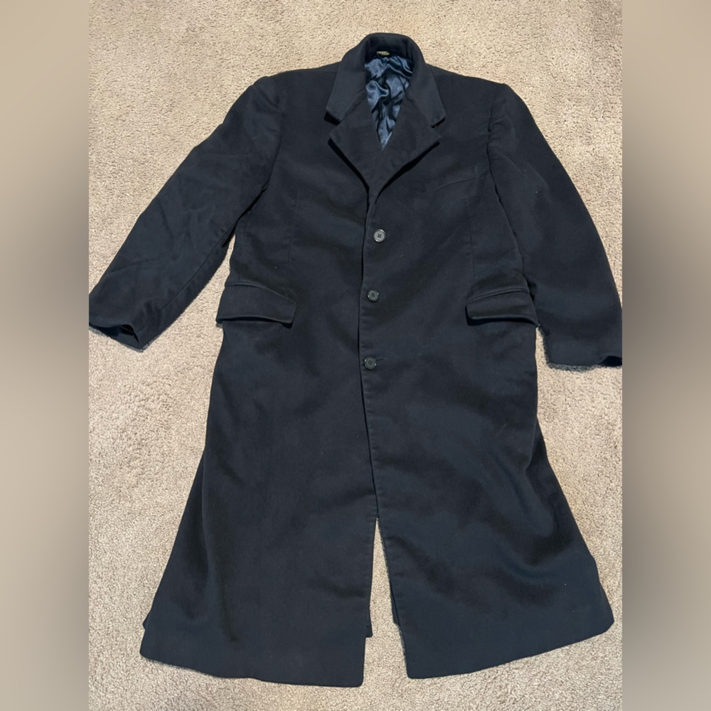 Loro Piana Men's Black Long Wool Trench Coat. READ DESCRIPTION